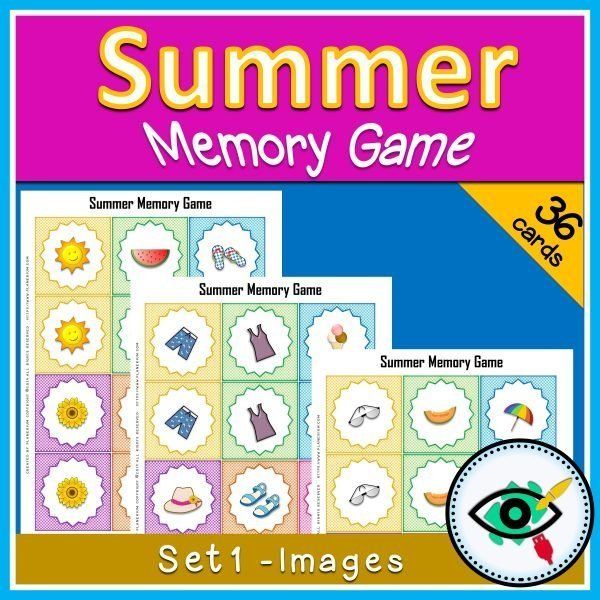 Summer Memory Game with and without words in Hebrew