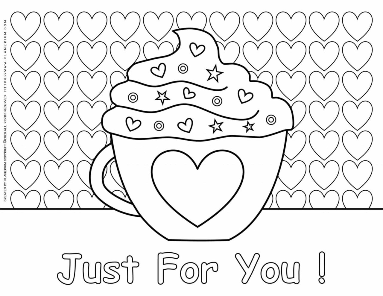 Valentines Day Coloring Page Heart Mug