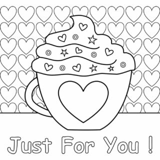 Valentines Day Coloring Page Heart Mug