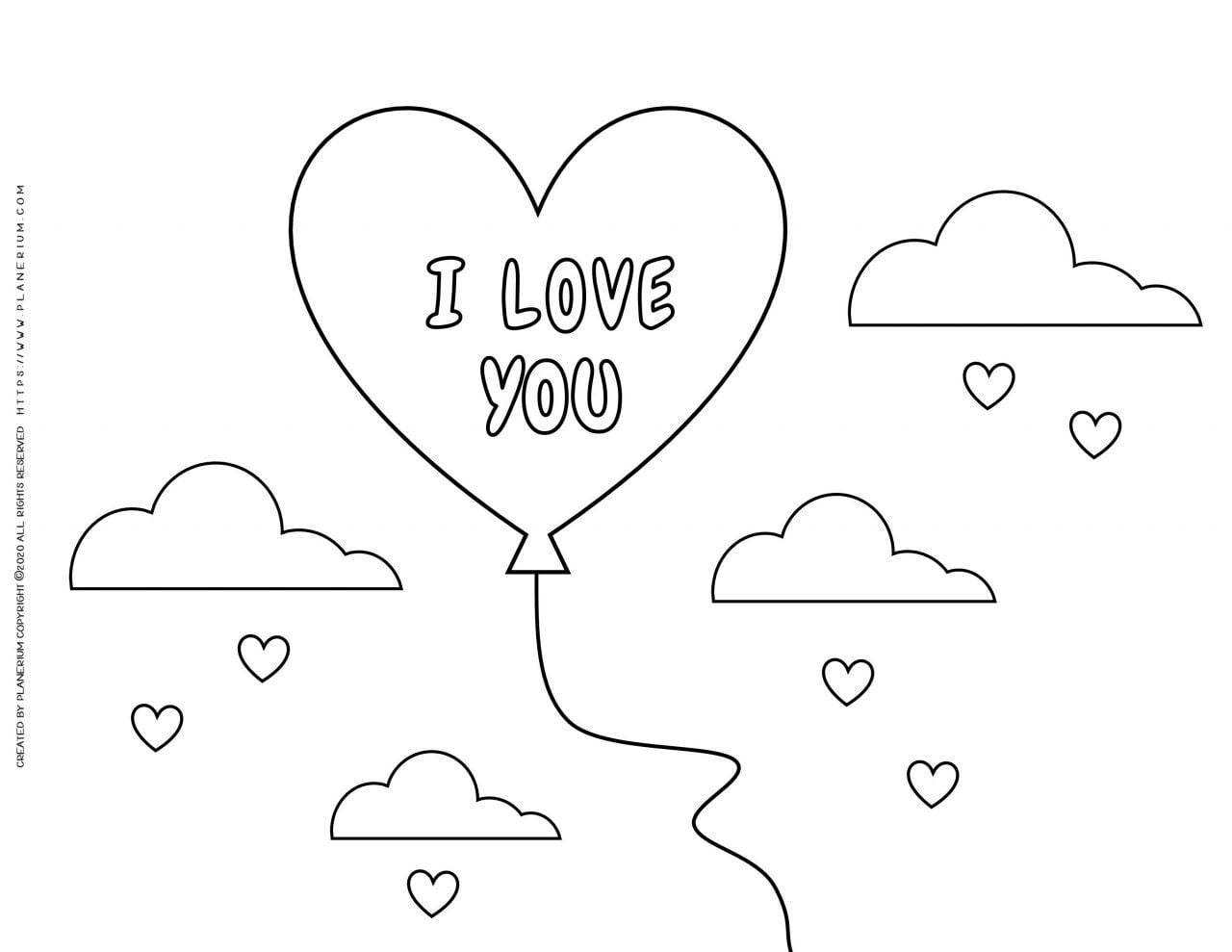 Valentines Day Coloring Page Heart Balloon