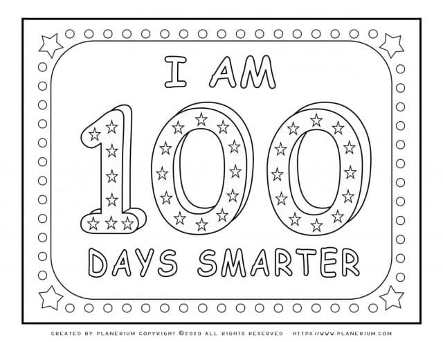 100 Days of School - Coloring Page - 100 Days Smarter | Planerium