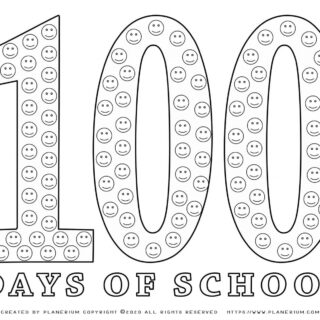100 Days of School - Coloring Page - 100 Smileys | Planerium