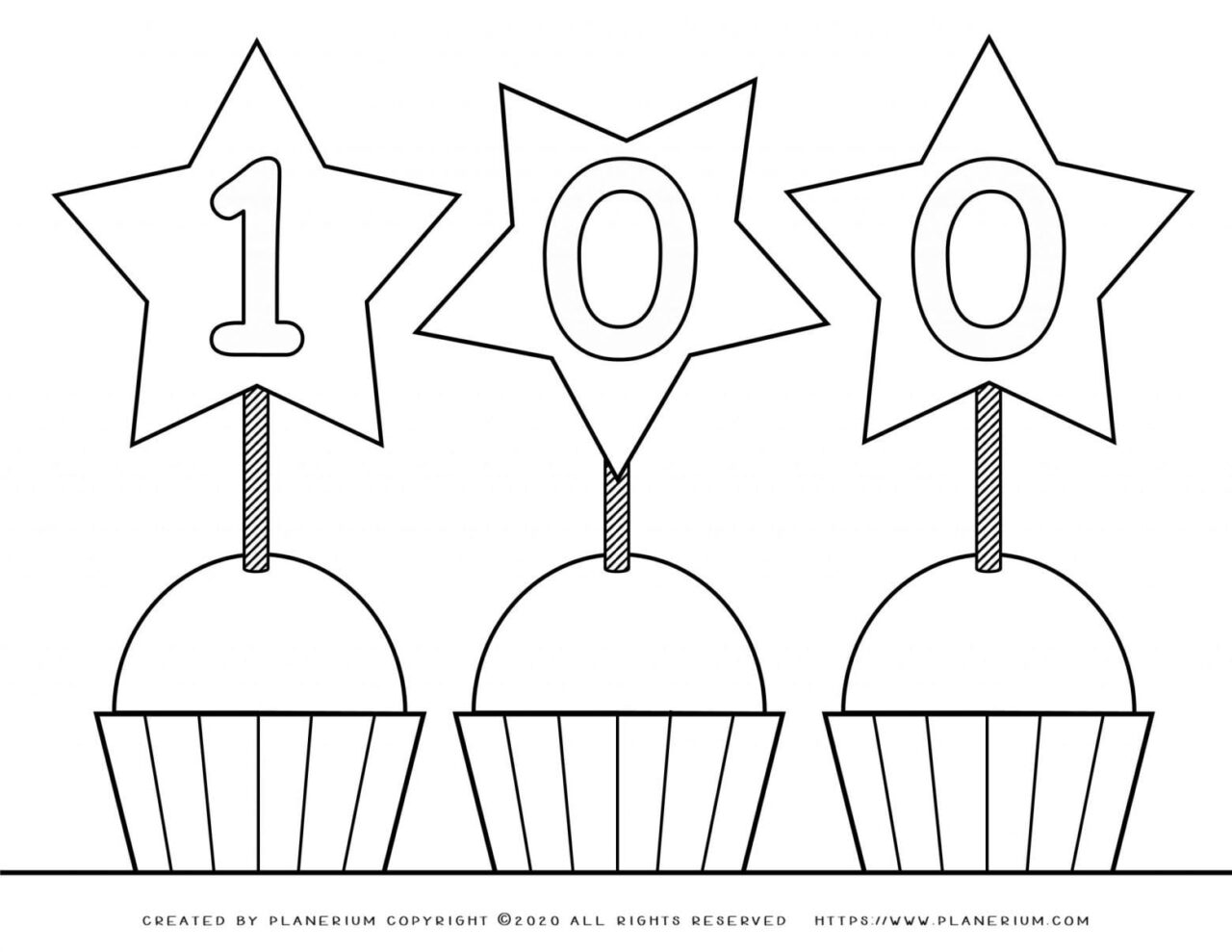 100 days of School - Coloring Page - Stars | Planerium