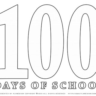 100 Days of School - Coloring Page - Big 100 | Planerium