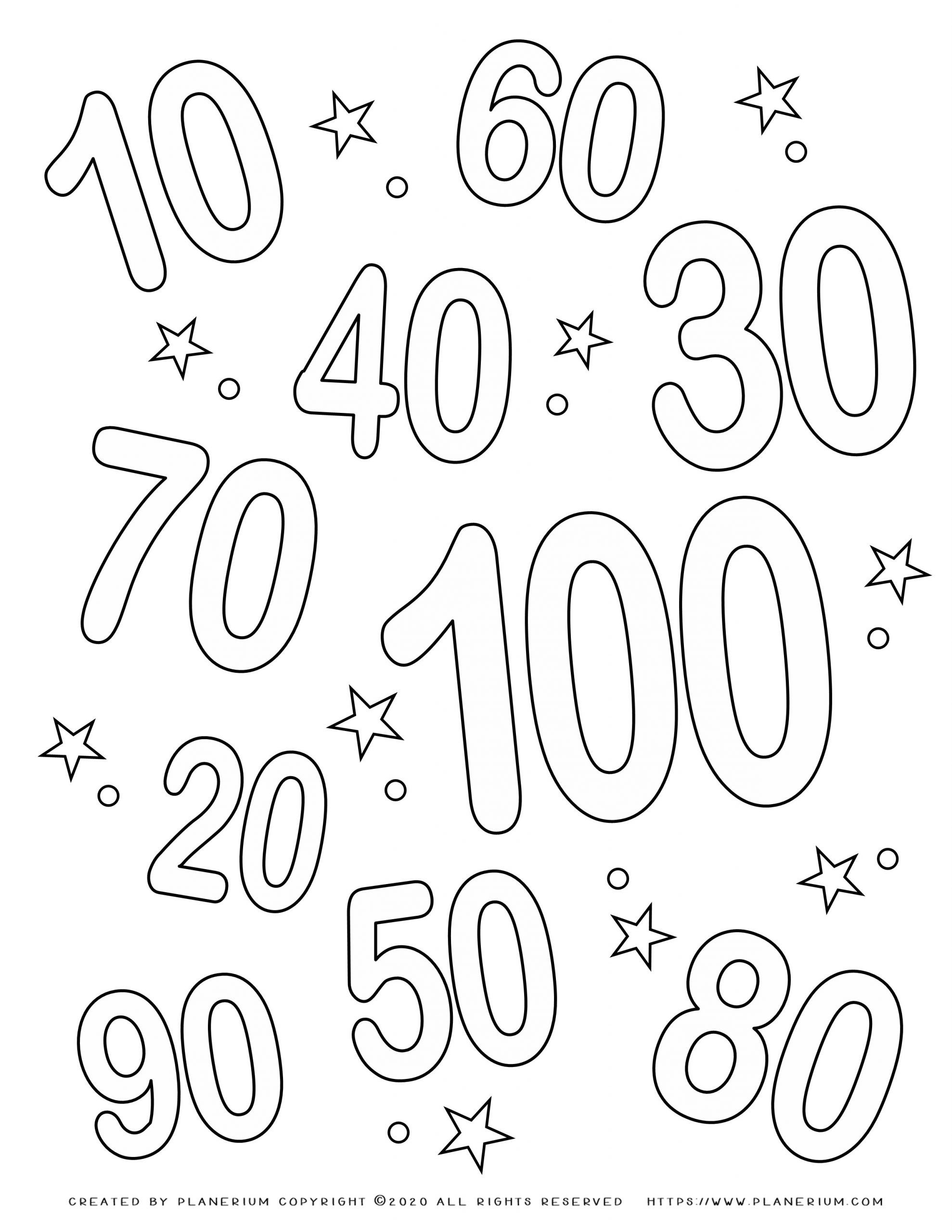 100 days of school coloring page numbers planerium