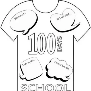 100 Days of School - Coloring Page - 100 Days T-Shirt | Planerium