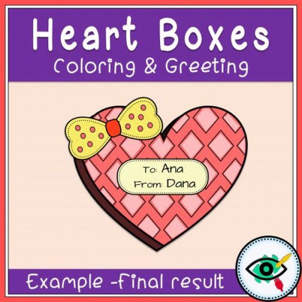 Valentines Day Coloring and Greetings heart boxes 3