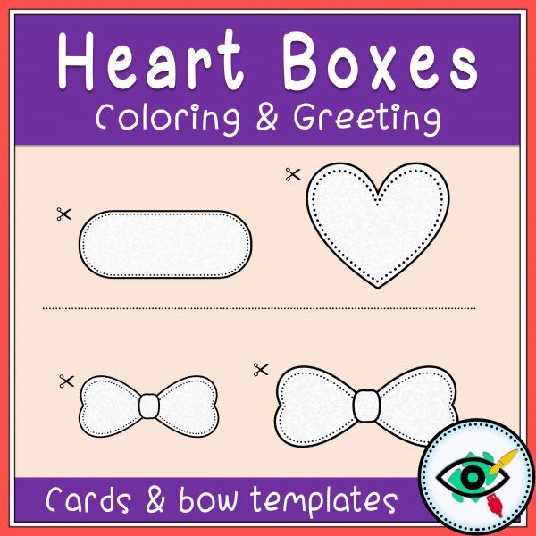 Valentines Day Coloring and Greetings heart boxes 4
