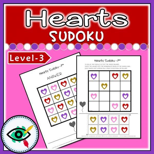 Valentines Day Heart colors Sudoku 3 | Planerium