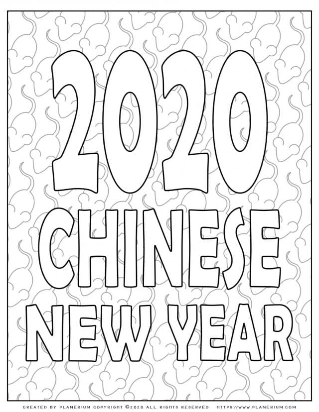 Lunar New Year Chinese Year of the Rat 2020 - Coloring Page - Poster | Planerium