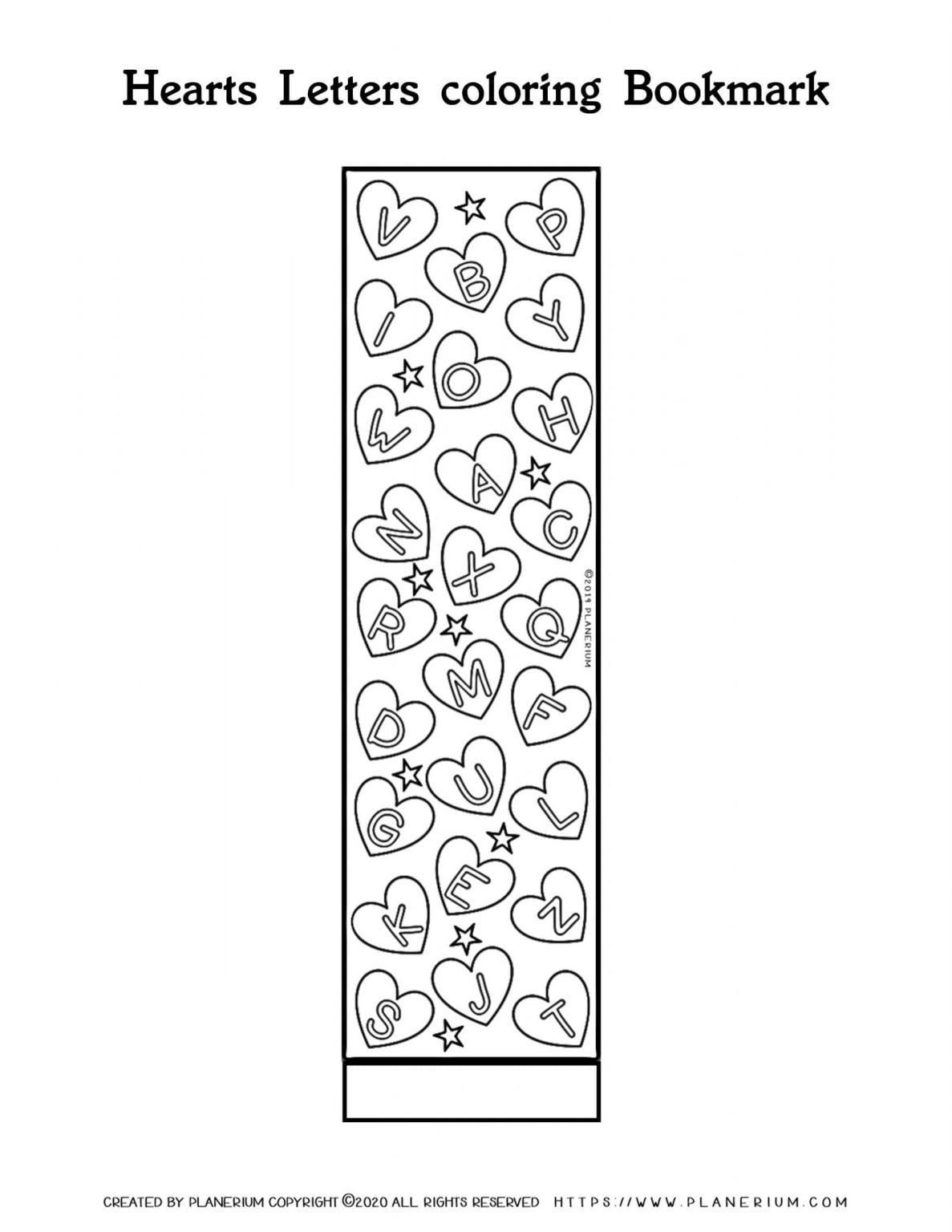 Valentines Day Coloring Page - Bookmark Hearts | Planerium