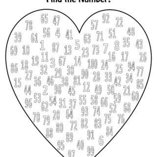 Valentines Day Coloring Page - Hearts Numbers 1 to 100