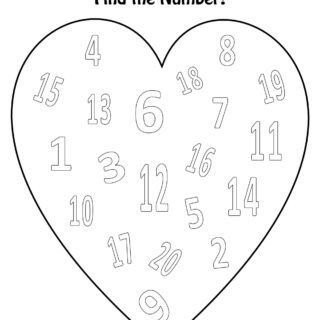 Valentines Day Coloring Page - Hearts Numbers 1 to 20