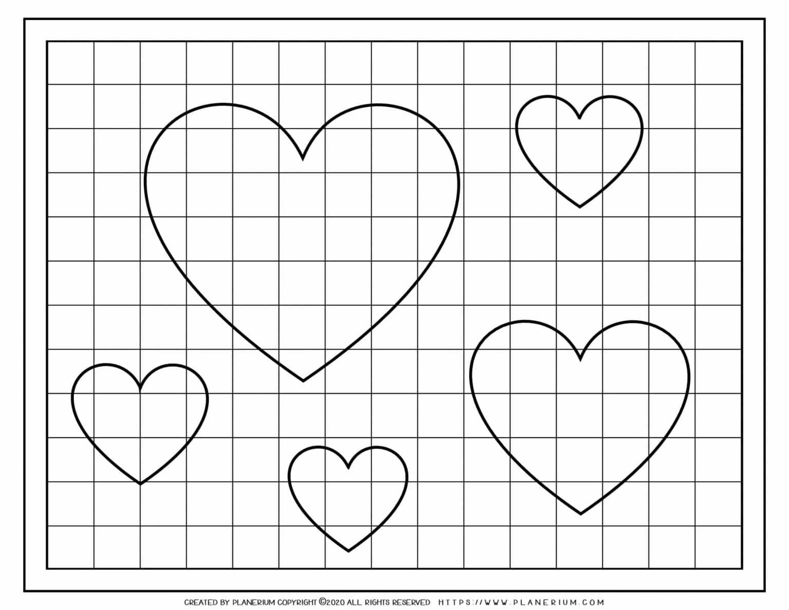 Valentines Day Coloring Page - Hearts on a Grid