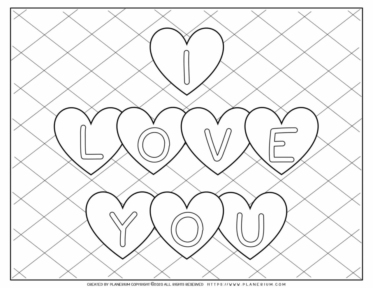 Valentines Day Coloring Page - I Love You Hearts