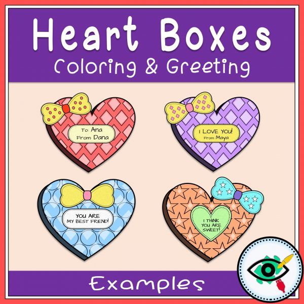 Valentines Day Coloring and Greetings heart boxes 5 | Planerium Valentines Day Coloring and Greetings heart boxes 5 | Planerium