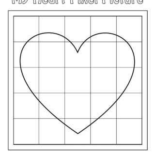 Valentines Day Worksheet - Big Heart on Large grid