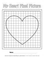Valentines Day Worksheet - Big Heart on Small grid