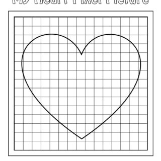 Valentines Day Worksheet - Big Heart on Small grid