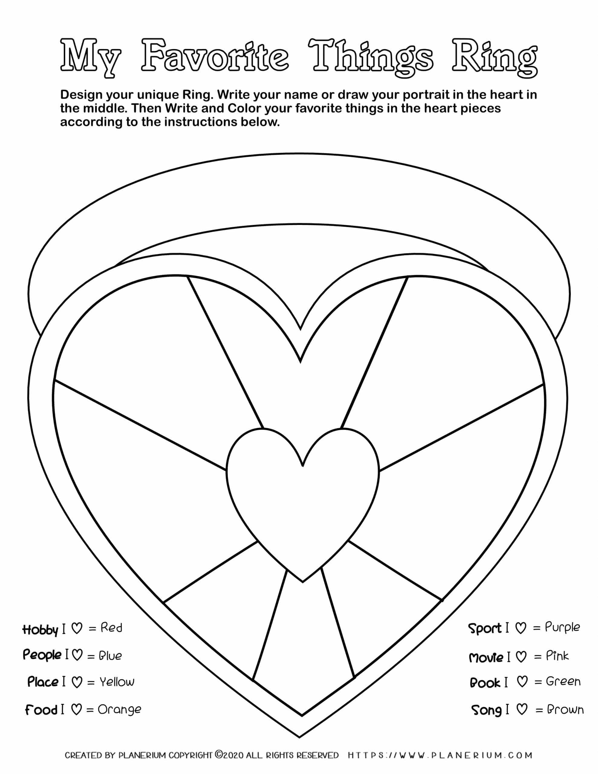 Valentines Day Worksheet - Heart Favorites Ring