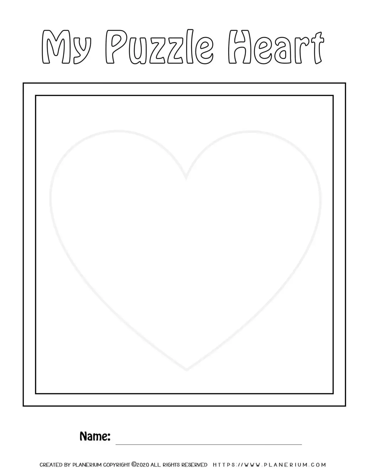 Valentines Day Worksheet - My Heart Puzzle Picture | Planerium