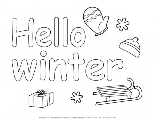 Winter Coloring Page - Hello Winter | Planerium