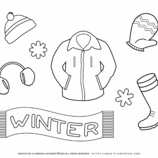 Winter Coloring Page - Winter Clothes | Planerium