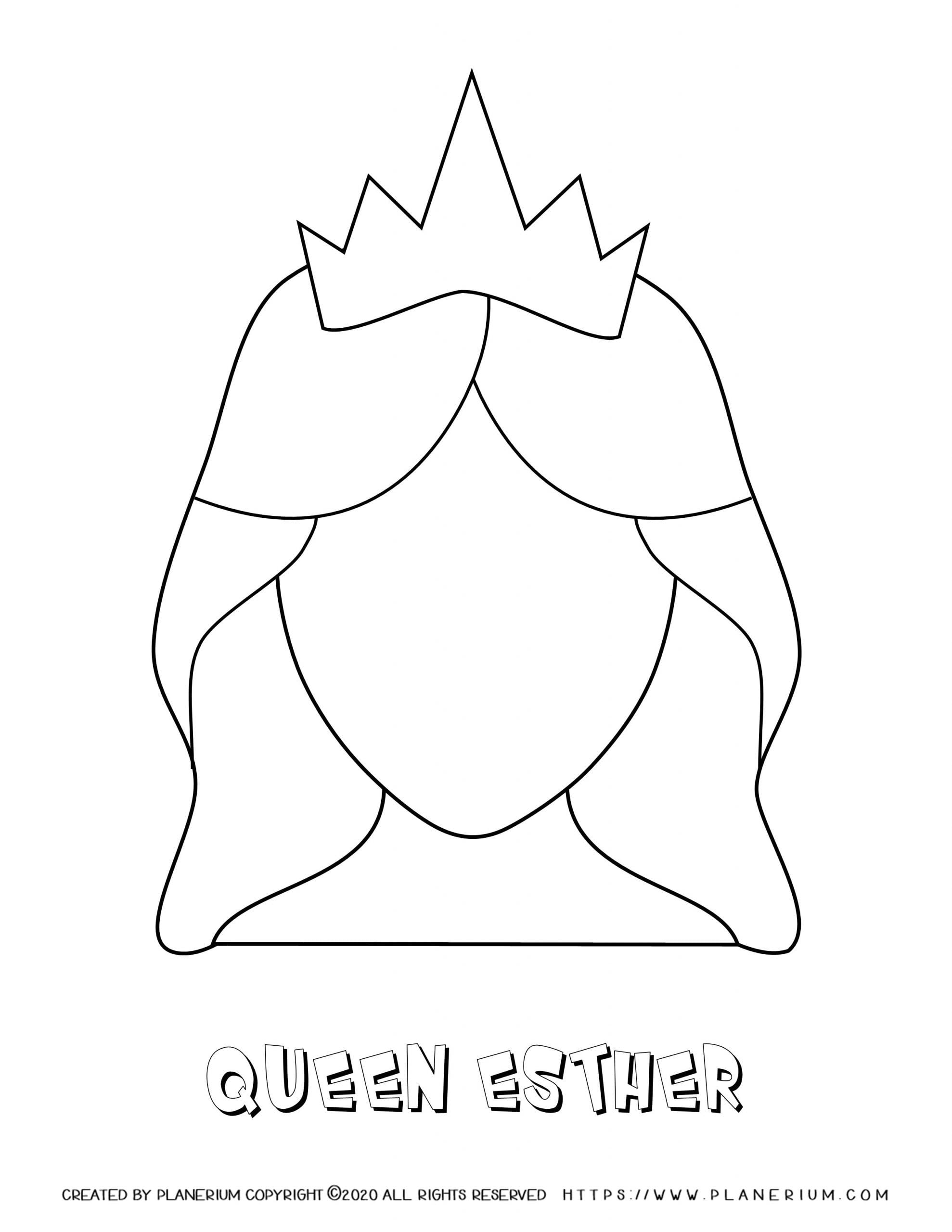 Purim Coloring Page Queen Esther Template Planerium