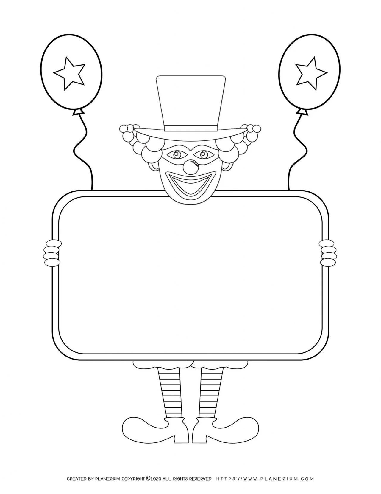 Purim - Coloring - Clown holding an Empty Sign