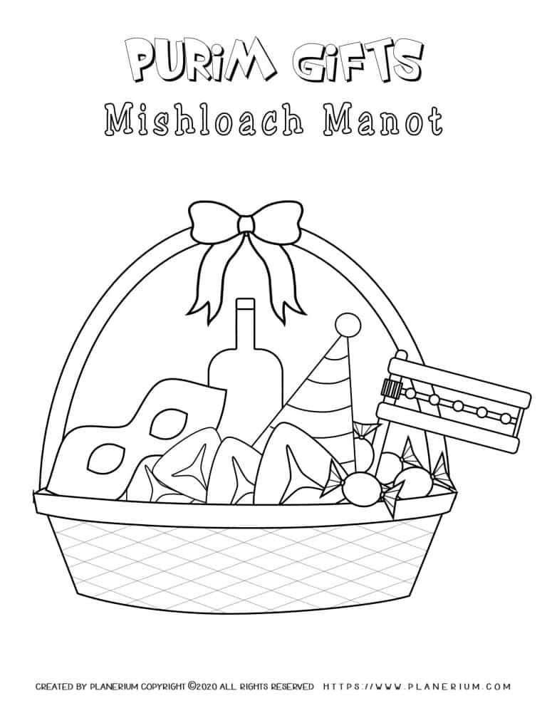 Purim 2020 - Coloring - Mishloach Manot English title