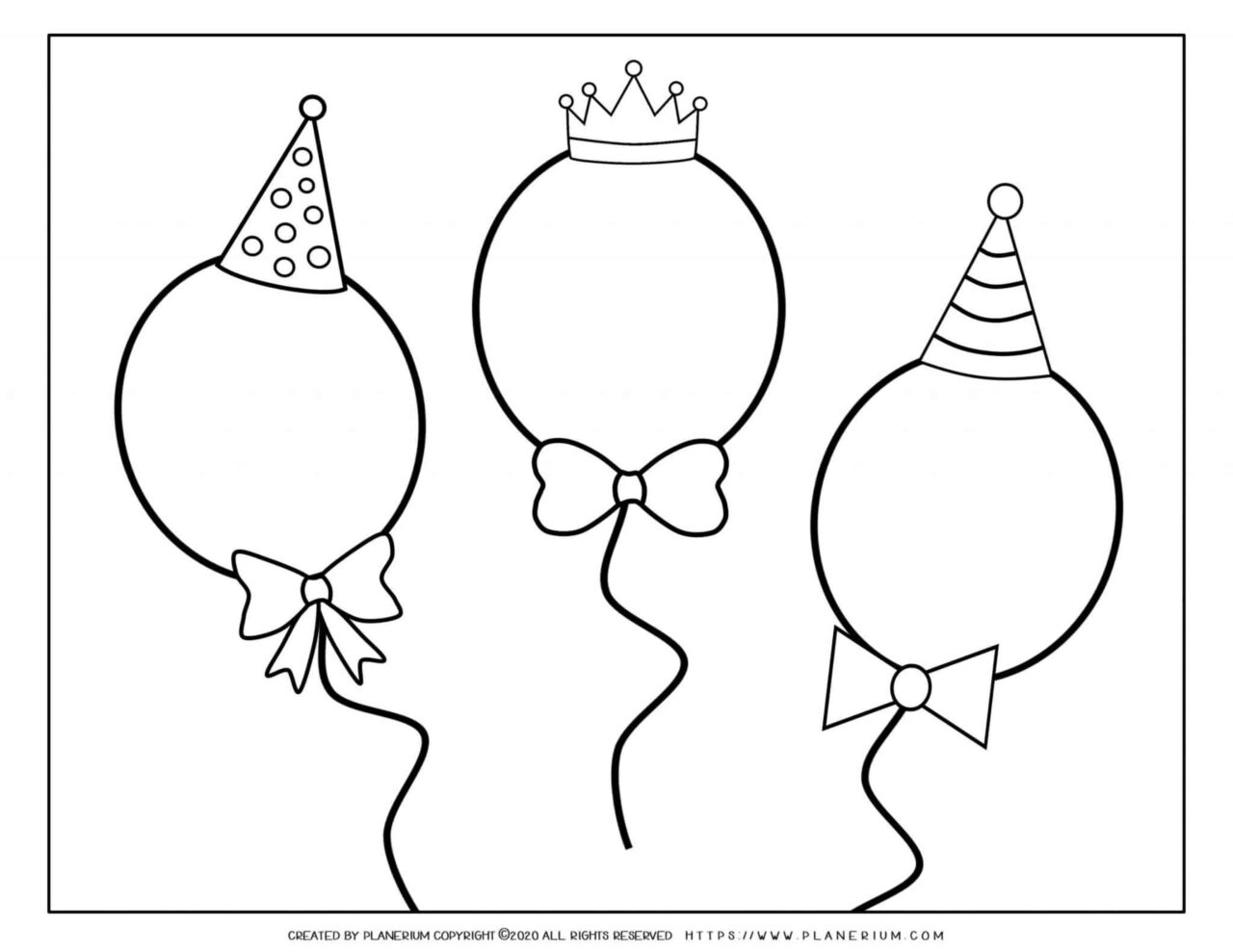 Carnival - Coloring Page Worksheet - Balloons | Planerium
