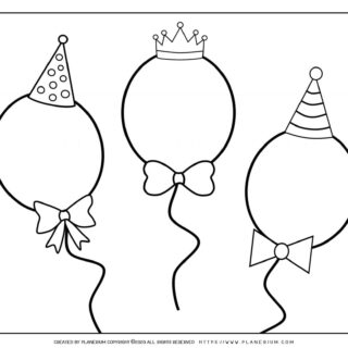 Carnival - Coloring Page Worksheet - Balloons | Planerium