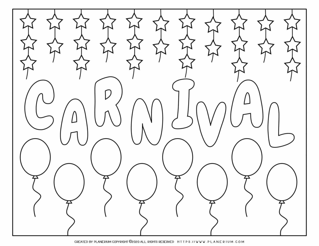 Carnival - Coloring Page Worksheet - Carnival Balloons | Planerium