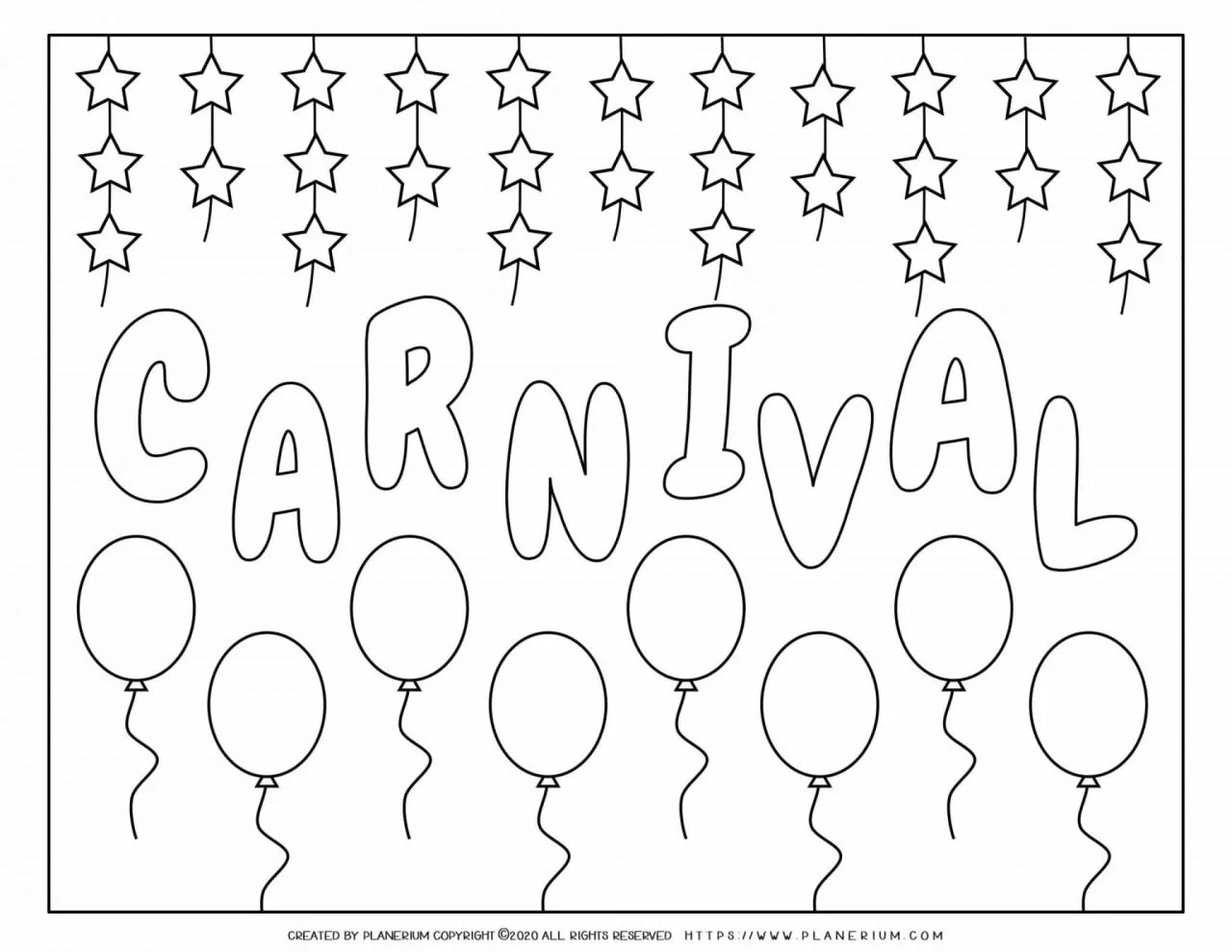 Carnival - Coloring Page Worksheet - Carnival Balloons | Planerium