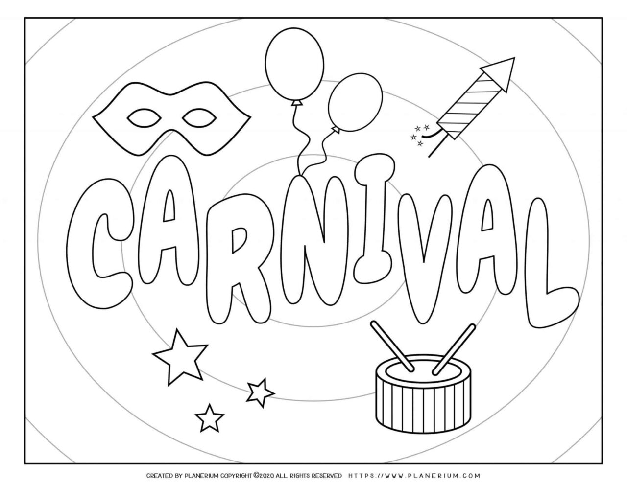 Carnival - Coloring Page Worksheet - Carnival Poster | Planerium