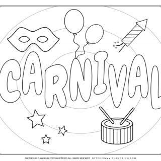 Carnival - Coloring Page Worksheet - Carnival Poster | Planerium