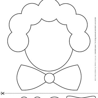 Carnival - Coloring Page Worksheet - Clown Cut Paste | Planerium