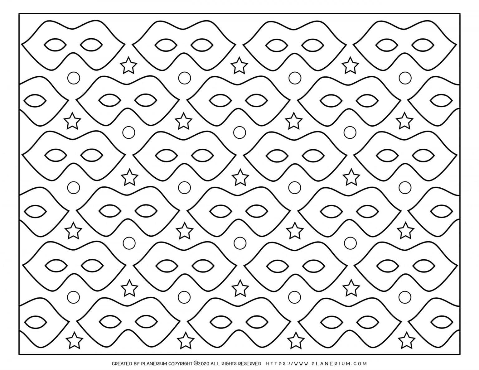 Carnival Coloring Page Masks Free Printable Planerium