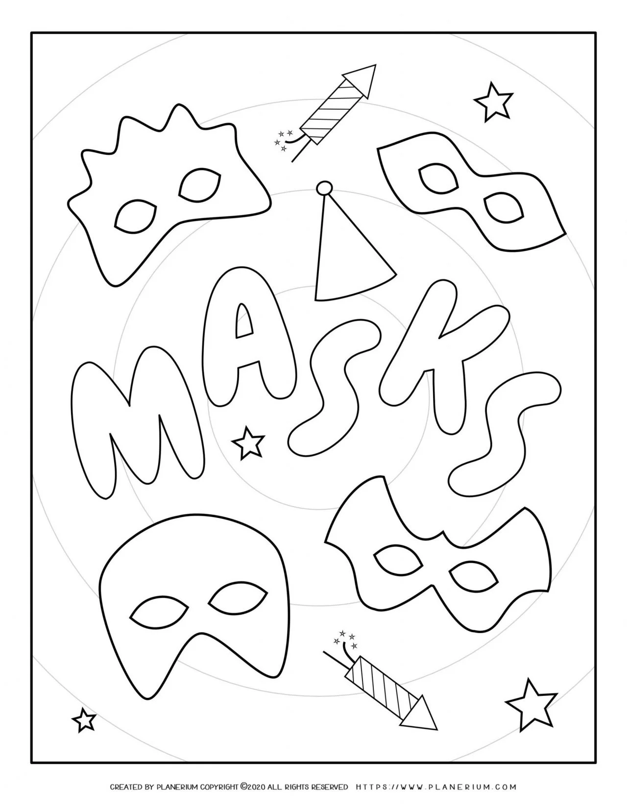 Block poster Carnival - coloring page for 25 people - Yoors