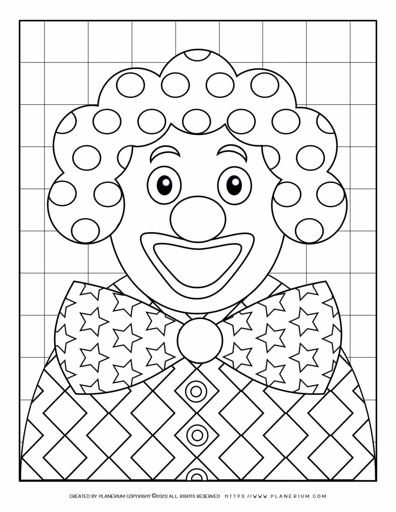 Carnival - Coloring Page Worksheet - Smiley Clown Patterns | Planerium