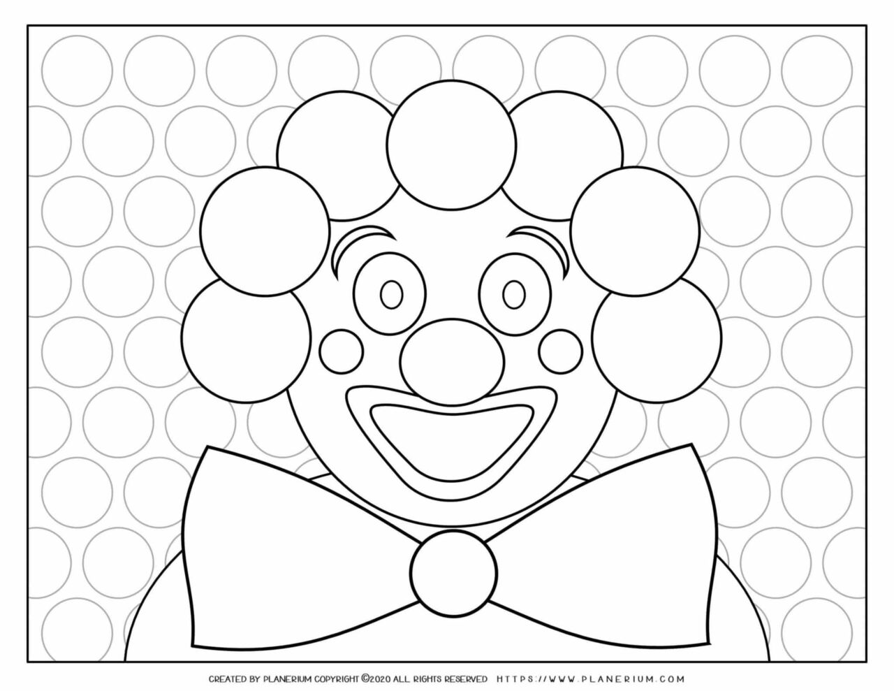 Carnival - Coloring Page Worksheet - Smiley Clown | Planerium