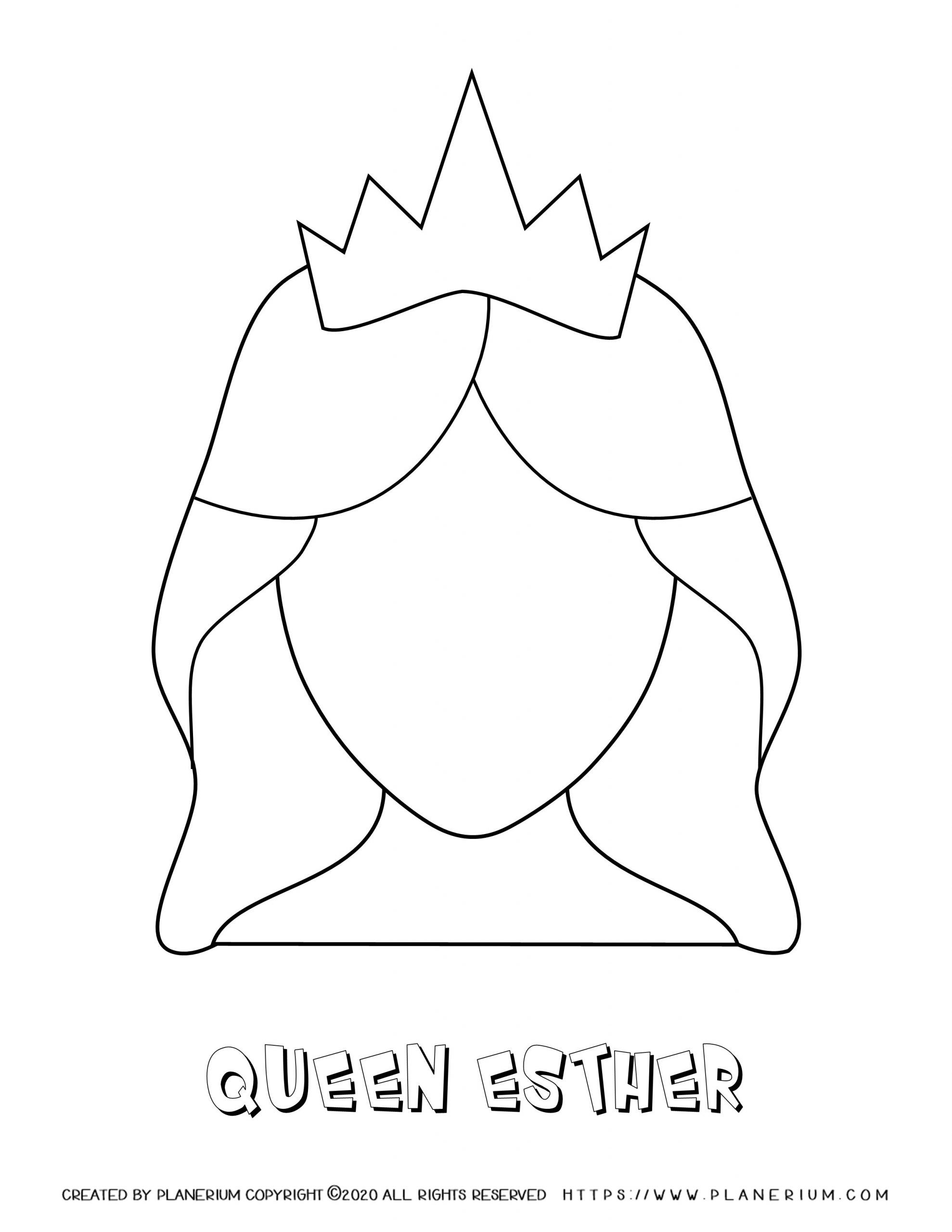 Purim - Coloring page - Queen Esther Template | Planerium