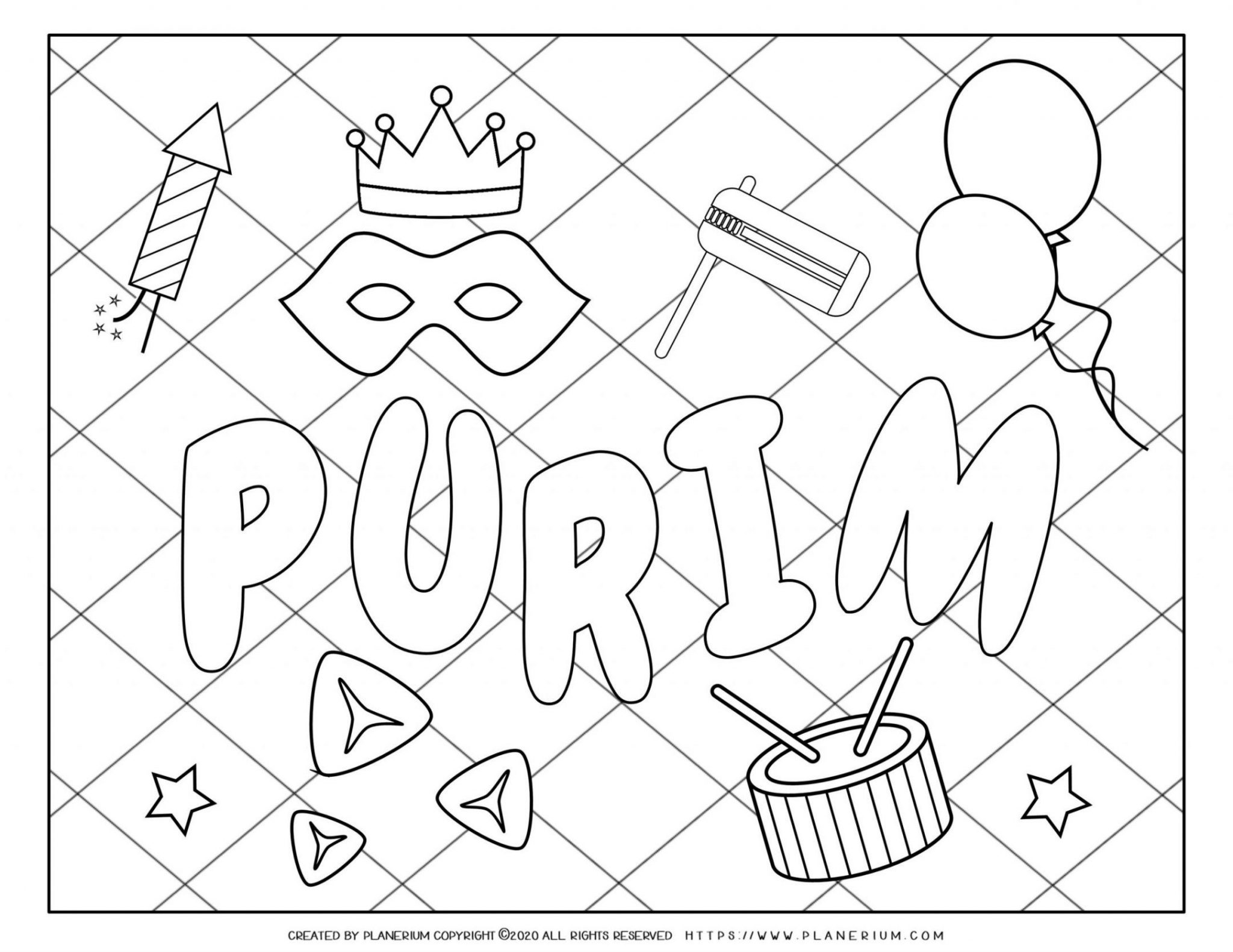 Purim Mask Coloring Page Coloring Pages