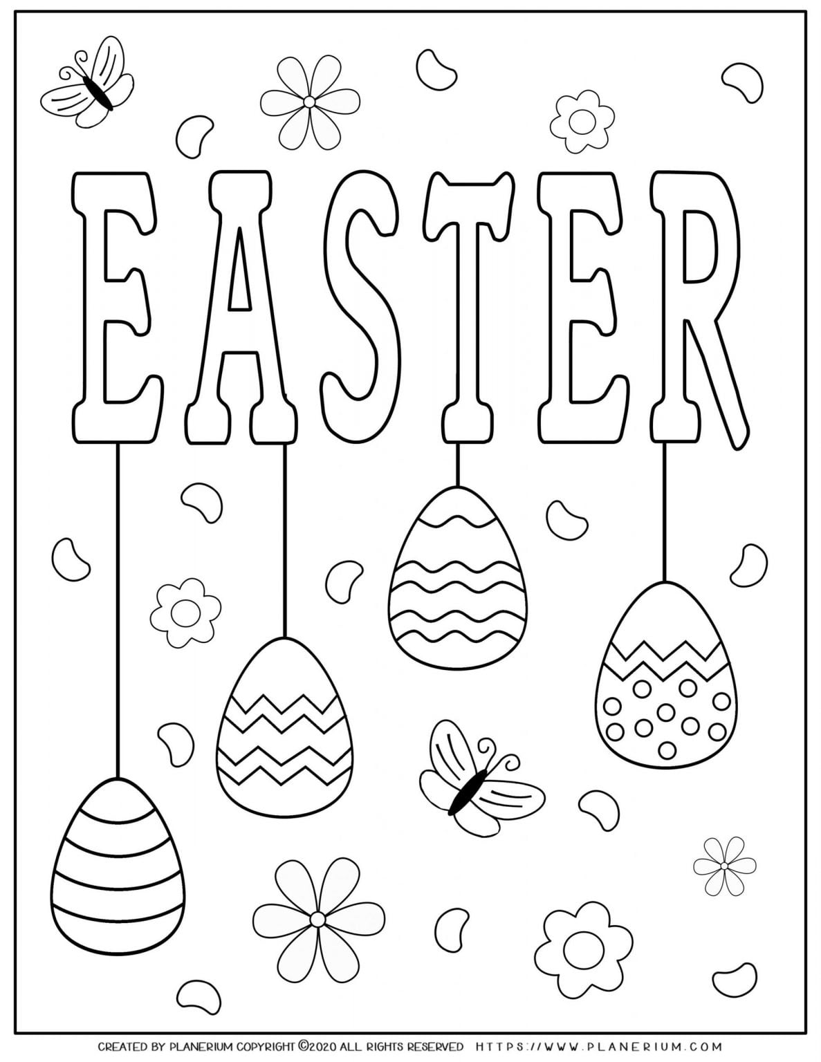 Easter sign with decorated eggs