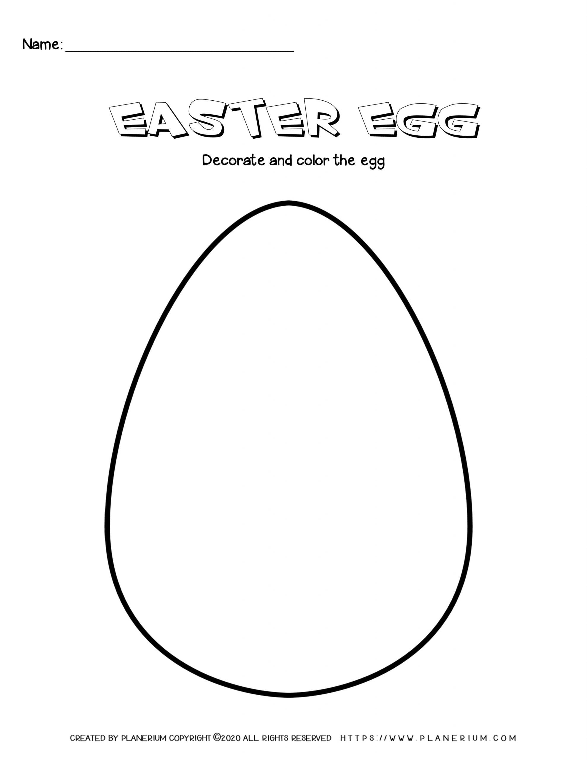 Easter Worksheet Decorate And Color Easter Egg Planerium