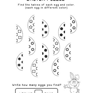 Easter puzzle of decorated eggs