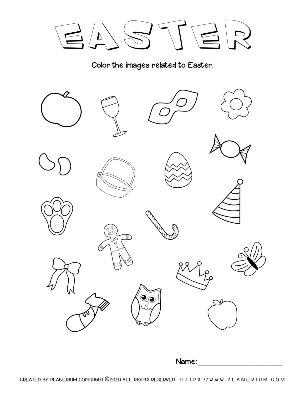 Easter related items worksheet