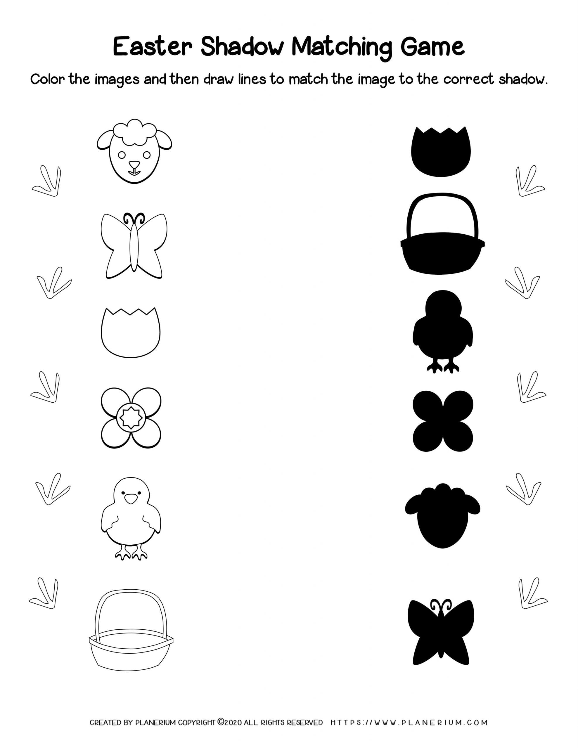 Easter items matching worksheet