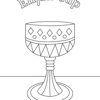 Passover coloring page - Elijah cup with English title