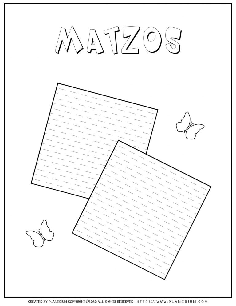 Passover coloring page - Two Matzos - English title